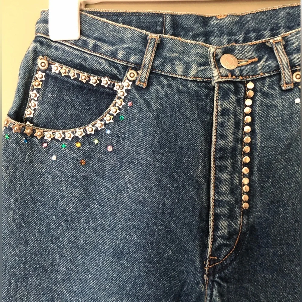 JEANJER Vintage Y2K 80’s Bedazzled Studded High Waist Mom Jeans 9/10 Fits Sz 4